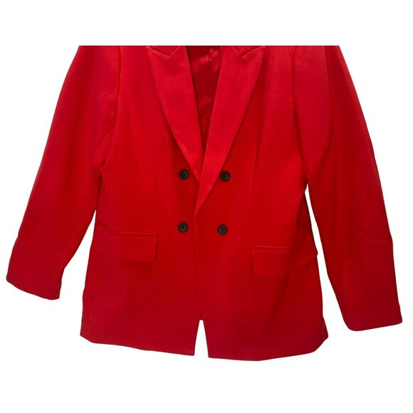 Revolve House of Harlow 1960 Womens XL Red Double Breasted Blazer Black Buttons - Picture 4 of 9